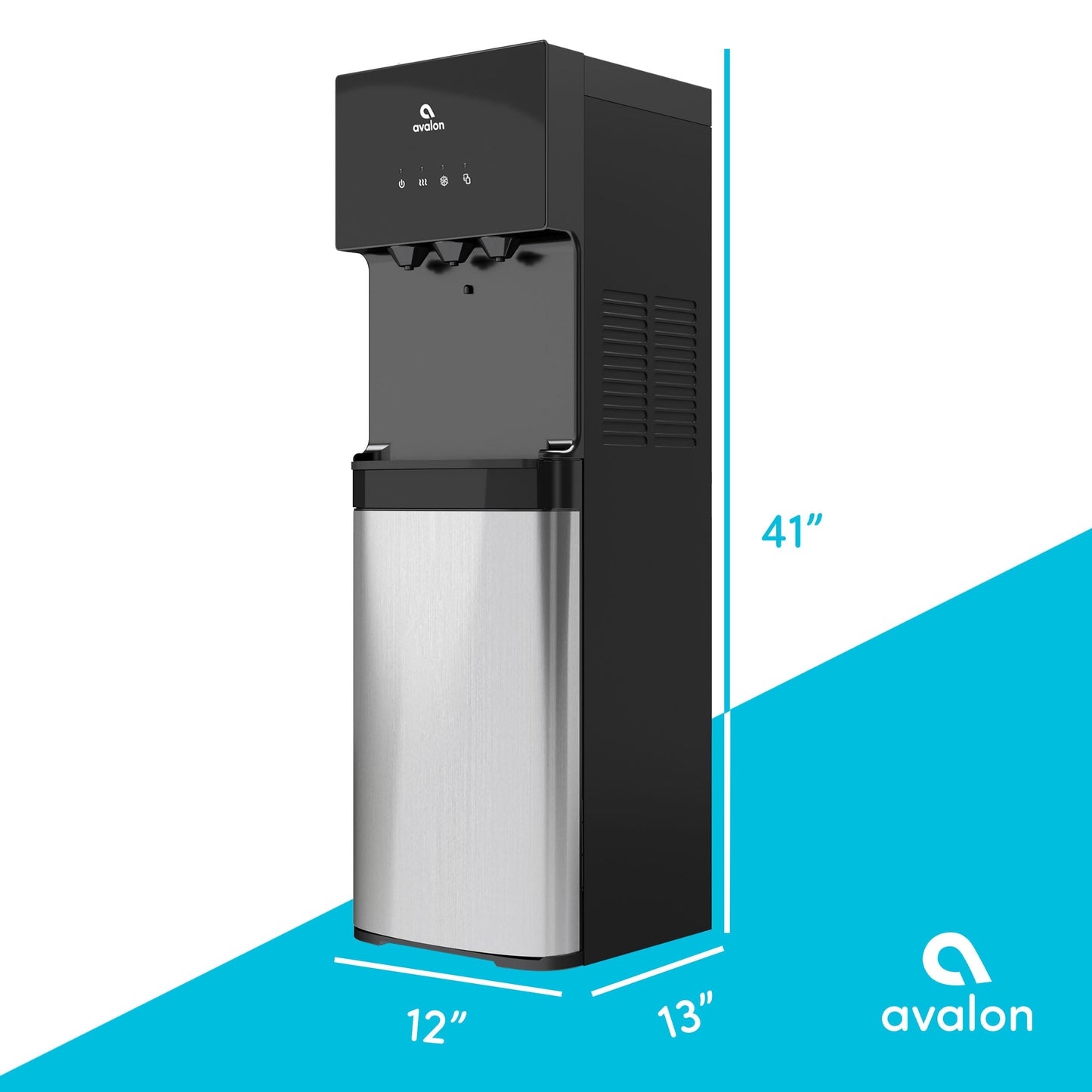 Avalon Bottom Loading Water Cooler Water Dispenser with BioGuard- 3 Temperature Settings - Hot, Cold & Room Water, Durable Stainless Steel Construction, Anti-Microbial Coating- UL Listed
