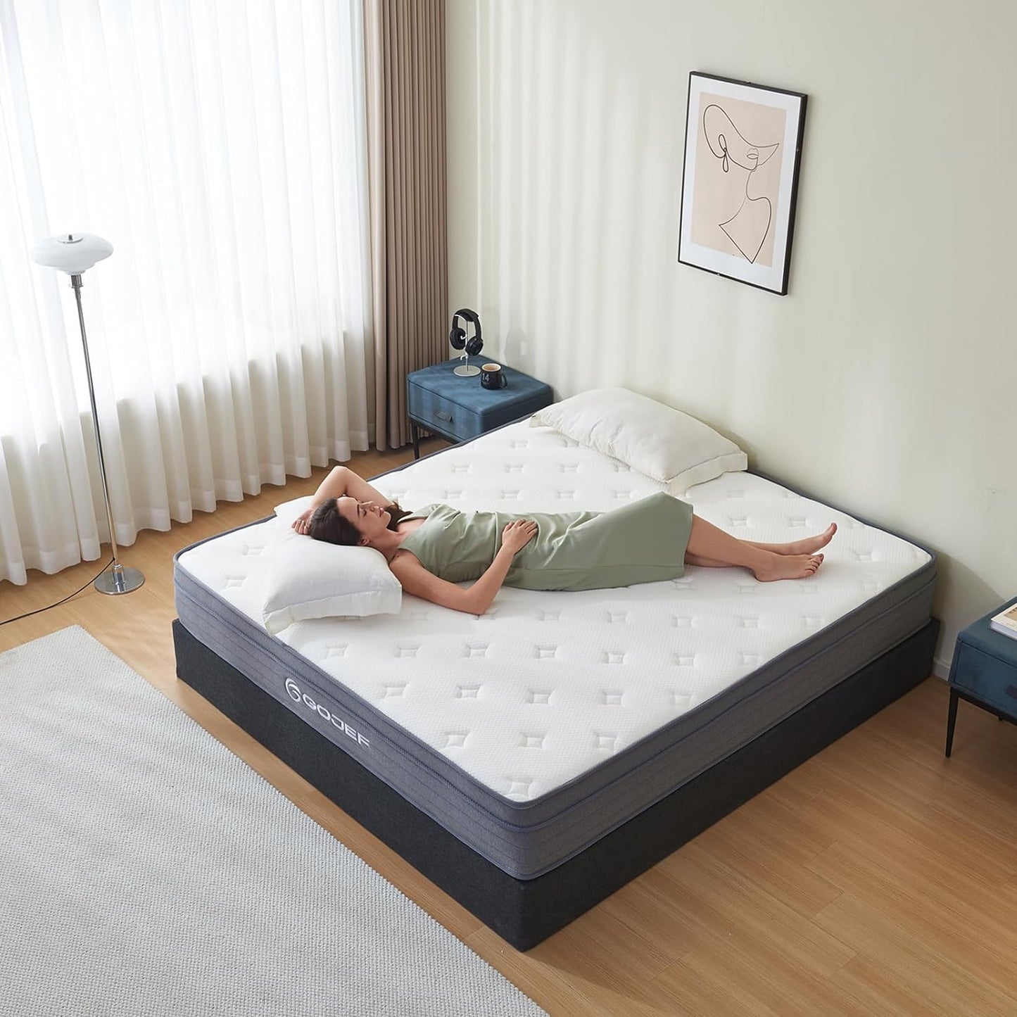 Queen Mattress, 12 Inch Queen Size Mattresses, Hybrid Mattress in a Box with Independent Spring, Soft and Comfortable, Pressure Relief, CertiPUR-US Certified, Medium