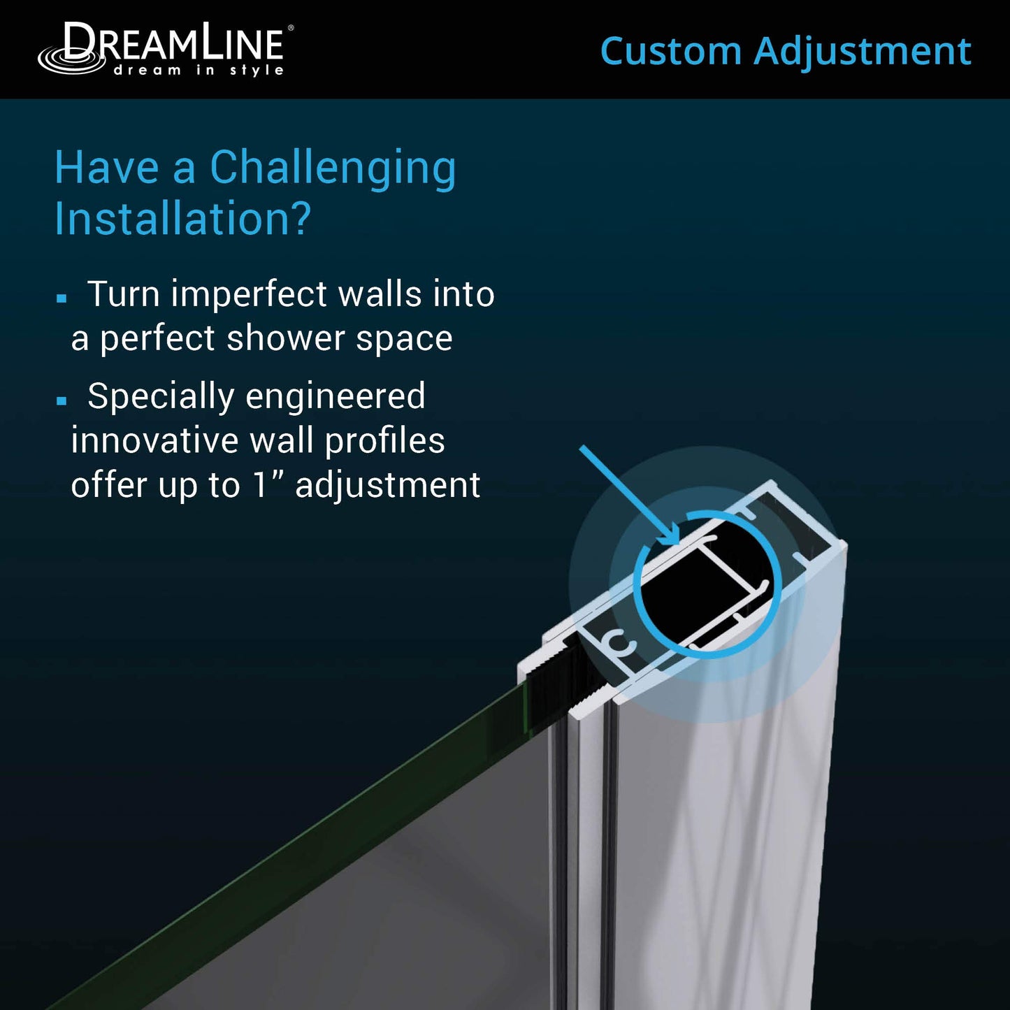 DreamLine Unidoor 57-58 in. W x 72 in. H Frameless Hinged Shower Door with Support Arm in Satin Black, SHDR-20577210-09
