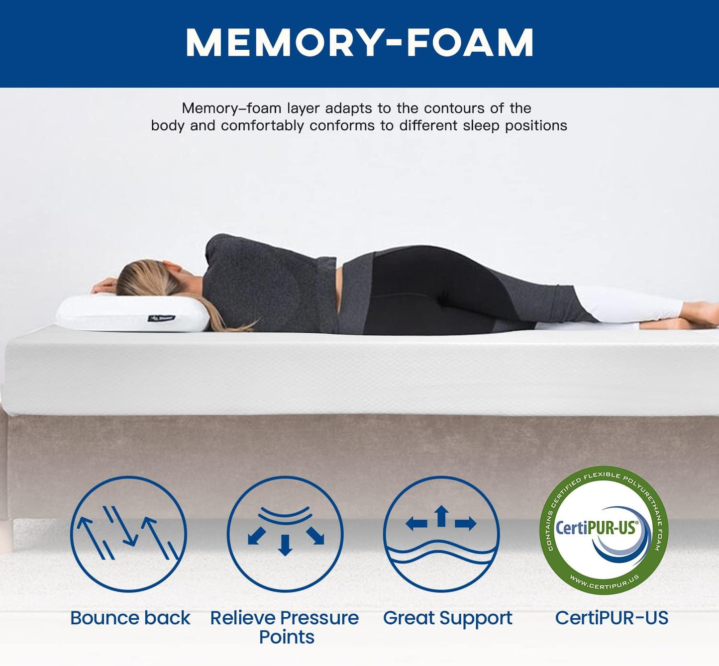 6/8/10/12 inch Gel Memory Foam Mattress for Cool Sleep & Pressure Relief, Medium Firm Mattresses CertiPUR-US Certified/Bed-in-a-Box/Pressure Relieving (10 in, Queen)