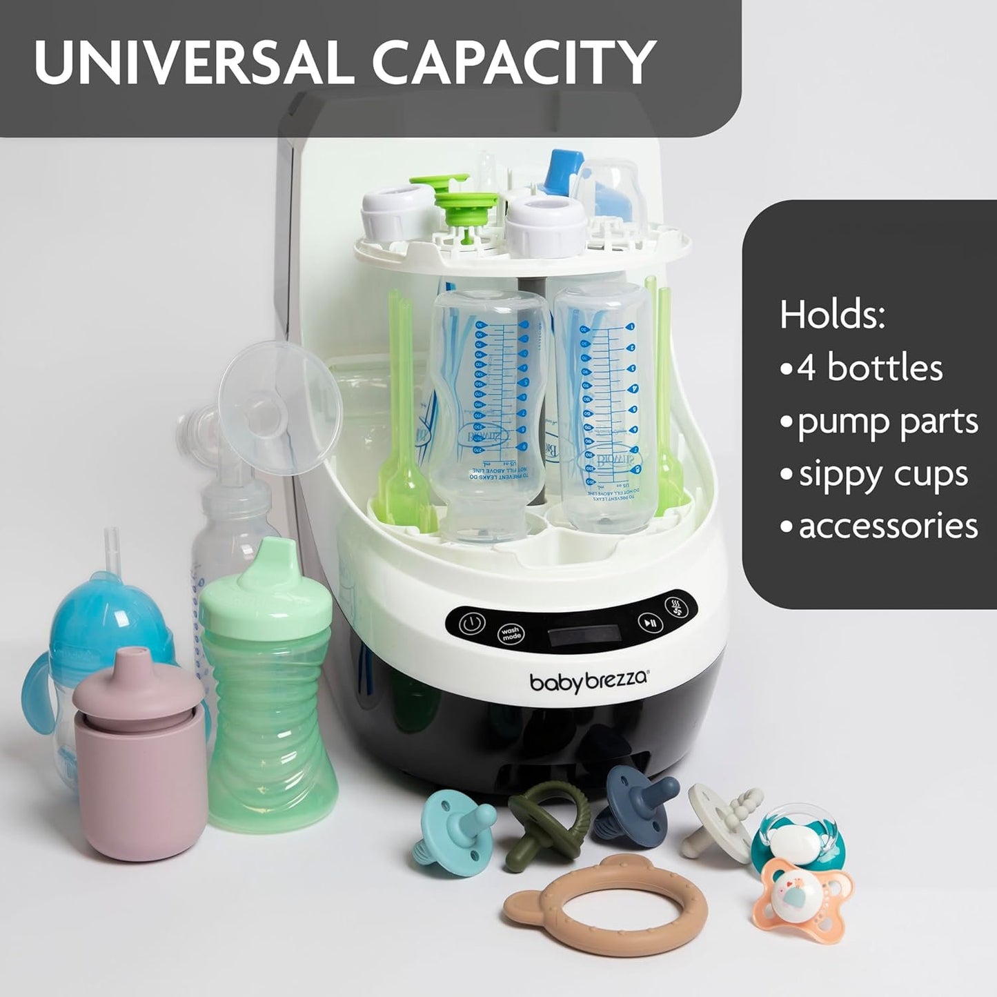 Baby Brezza Bottle Washer Pro - Baby Bottle Washer, Sterilizer + Dryer - All in One Machine Cleans Bottles, Pump Parts, & Sippy Cups - Replaces Hand Washing, Bottle Brushes and Drying Racks