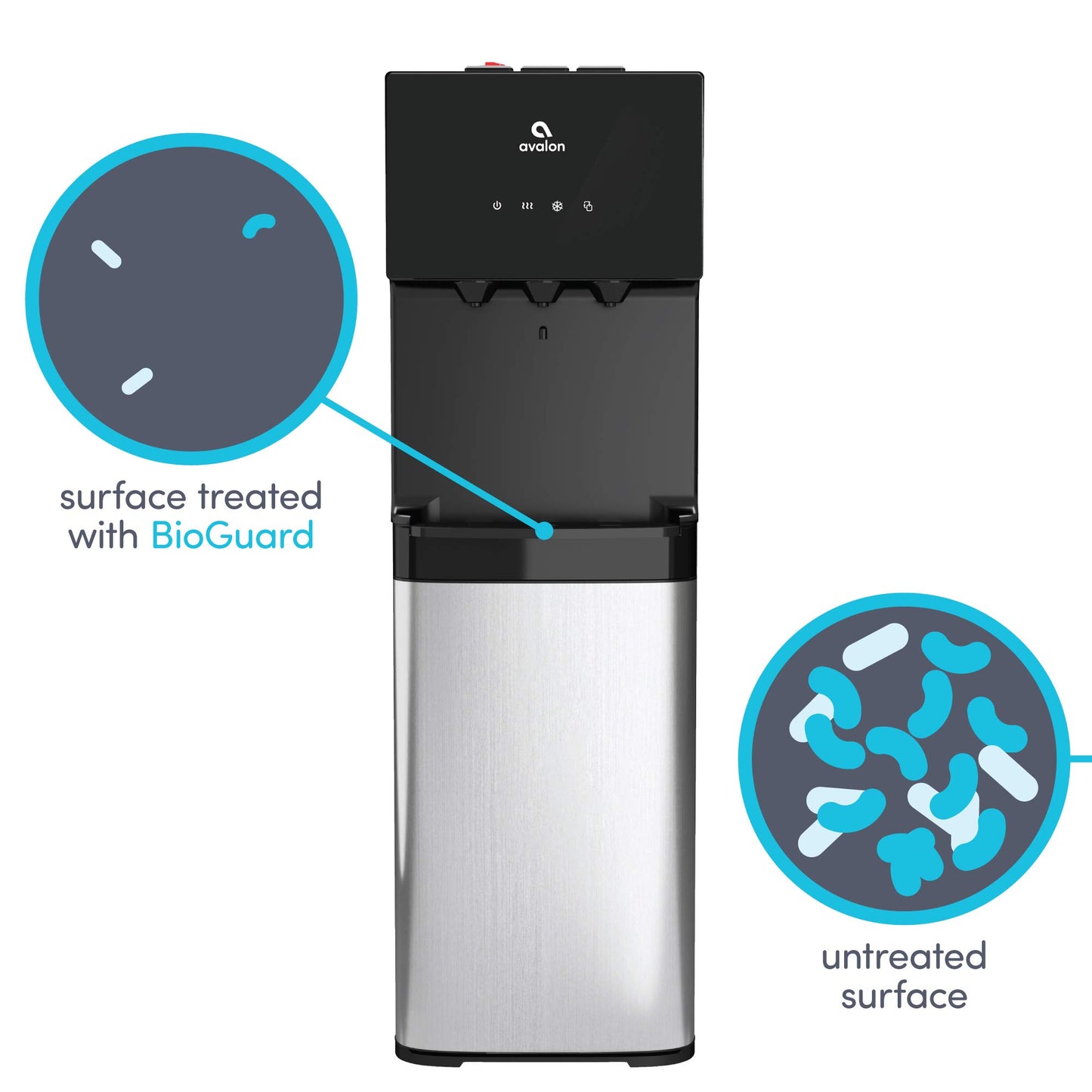 Avalon Bottom Loading Water Cooler Water Dispenser with BioGuard- 3 Temperature Settings - Hot, Cold & Room Water, Durable Stainless Steel Construction, Anti-Microbial Coating- UL Listed