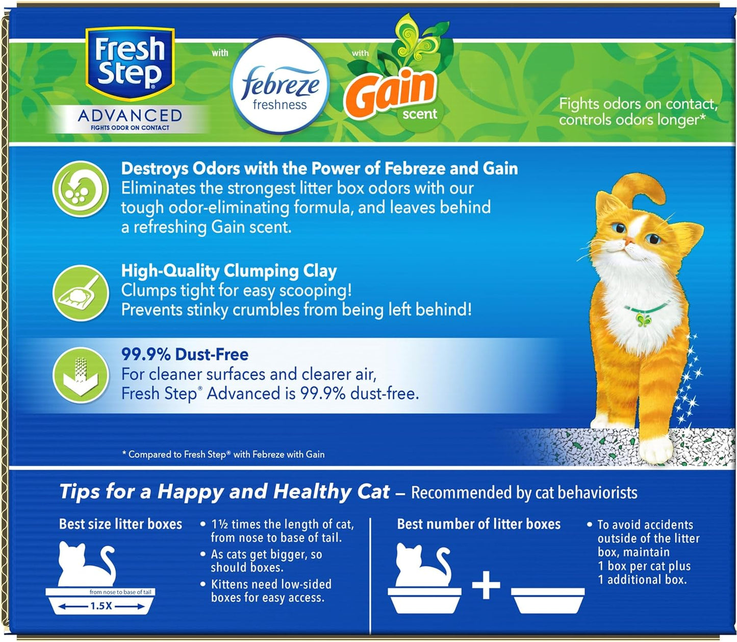 Fresh Step Advanced Clumping Litter With Febreze Freshness With Febreze Gain Scent, Fights Odor on Contact, 37 lbs. (2 x 18.5 lb. Box)