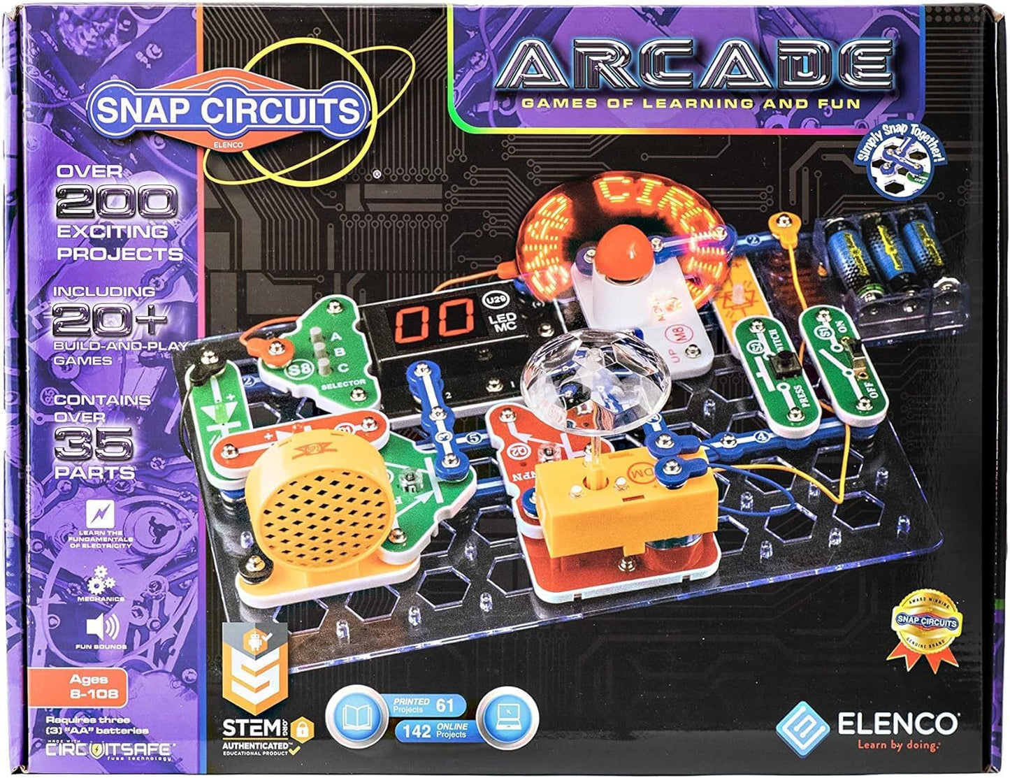 Snap Circuits “Arcade”, Electronics Exploration Kit, Stem Activities for Ages 8+, Full Color Project Manual (SCA-200)