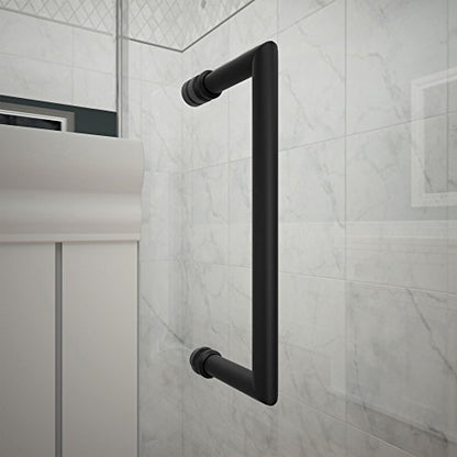 DreamLine Unidoor 57-58 in. W x 72 in. H Frameless Hinged Shower Door with Support Arm in Satin Black, SHDR-20577210-09