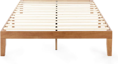 Mellow Naturalista Classic - 12 Inch Solid Wood Platform Bed with Wooden Slats, No Box Spring Needed, Easy Assembly, Queen, Pine