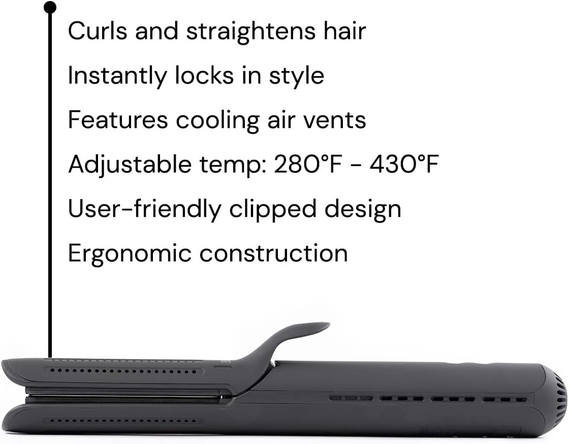 L'ANGE HAIR Le Duo Grande 360° Airflow Styler | 2-in-1 Curling Wand & Titanium Flat Iron Professional Hair Straightener and Curler with Cooling Air Vents to Lock in Style | Adjustable Temp (Blush)