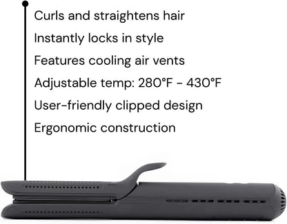L'ANGE HAIR Le Duo Grande 360° Airflow Styler | 2-in-1 Curling Wand & Titanium Flat Iron Professional Hair Straightener and Curler with Cooling Air Vents to Lock in Style | Adjustable Temp (Blush)