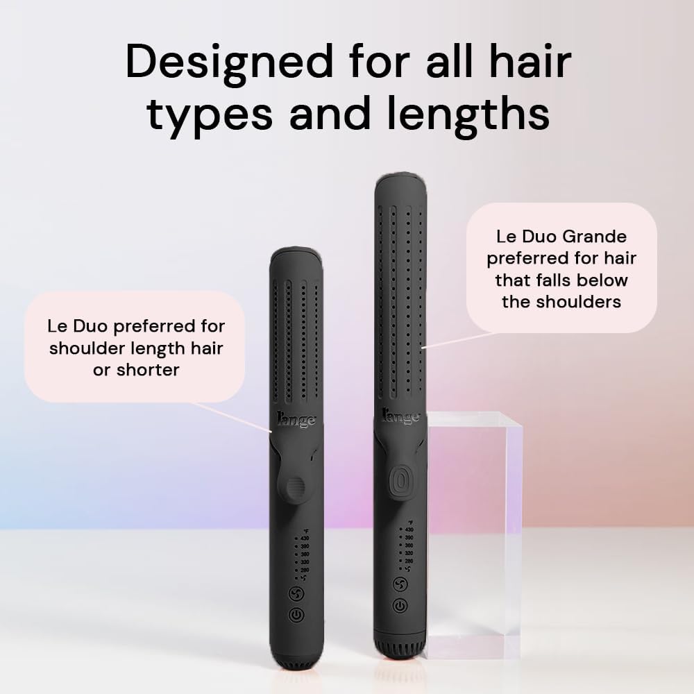 L'ANGE HAIR Le Duo Grande 360° Airflow Styler | 2-in-1 Curling Wand & Titanium Flat Iron Professional Hair Straightener and Curler with Cooling Air Vents to Lock in Style | Adjustable Temp (Blush)
