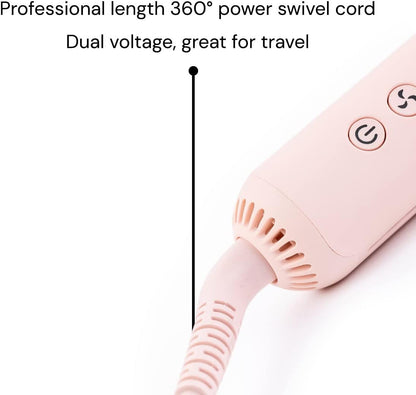 L'ANGE HAIR Le Duo Grande 360° Airflow Styler | 2-in-1 Curling Wand & Titanium Flat Iron Professional Hair Straightener and Curler with Cooling Air Vents to Lock in Style | Adjustable Temp (Blush)