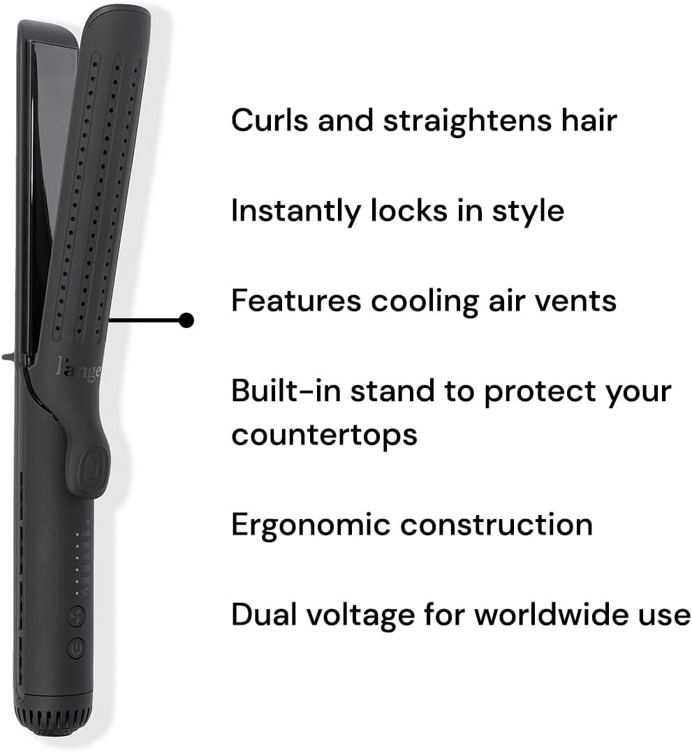 L'ANGE HAIR Le Duo Grande 360° Airflow Styler | 2-in-1 Curling Wand & Titanium Flat Iron Professional Hair Straightener and Curler with Cooling Air Vents to Lock in Style | Adjustable Temp (Blush)