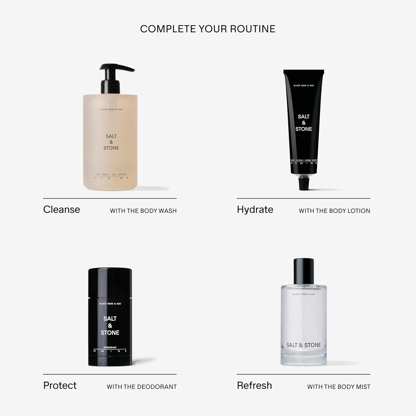 Salt & Stone Antioxidant-Rich Body Wash | Cleanse, Nourish & Soften Skin with Niacinamide & Hyaluronic Acid | Free From Parabens, Sulfates & Phthalates