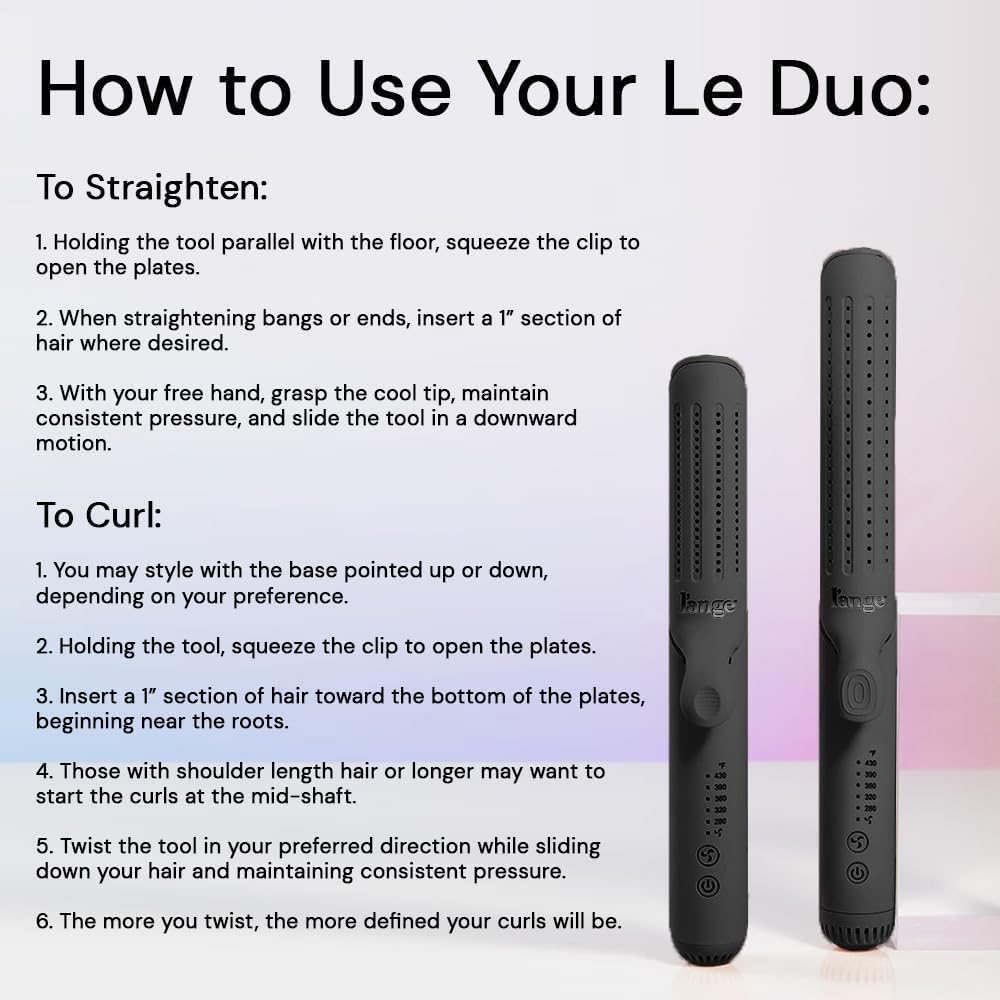 L'ANGE HAIR Le Duo Grande 360° Airflow Styler | 2-in-1 Curling Wand & Titanium Flat Iron Professional Hair Straightener and Curler with Cooling Air Vents to Lock in Style | Adjustable Temp (Blush)