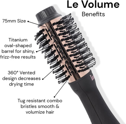 L'ANGE HAIR Le Volume 2-in-1 Titanium Blow Dryer Brush | Hot Air Brush in One with Oval Barrel | Hair Styler for Smooth, Frizz-Free Results for All Hair Types (Blush - 60 mm)