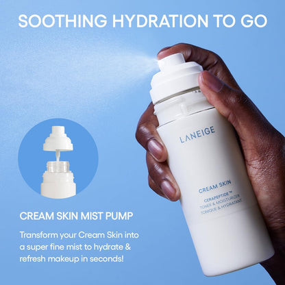 LANEIGE Cream Skin Refillable Toner & Moisturizer with Ceramides and Peptides: Korean Milky Toner, Amino Acid, Nourish, Hydrate, Barrier-Boosting, Visibly Firm