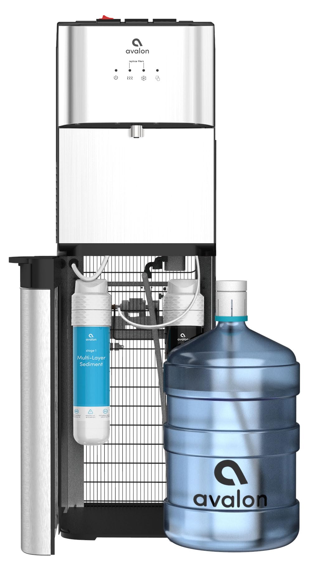 Avalon Bottom Loading Water Cooler Water Dispenser with BioGuard- 3 Temperature Settings - Hot, Cold & Room Water, Durable Stainless Steel Construction, Anti-Microbial Coating- UL Listed