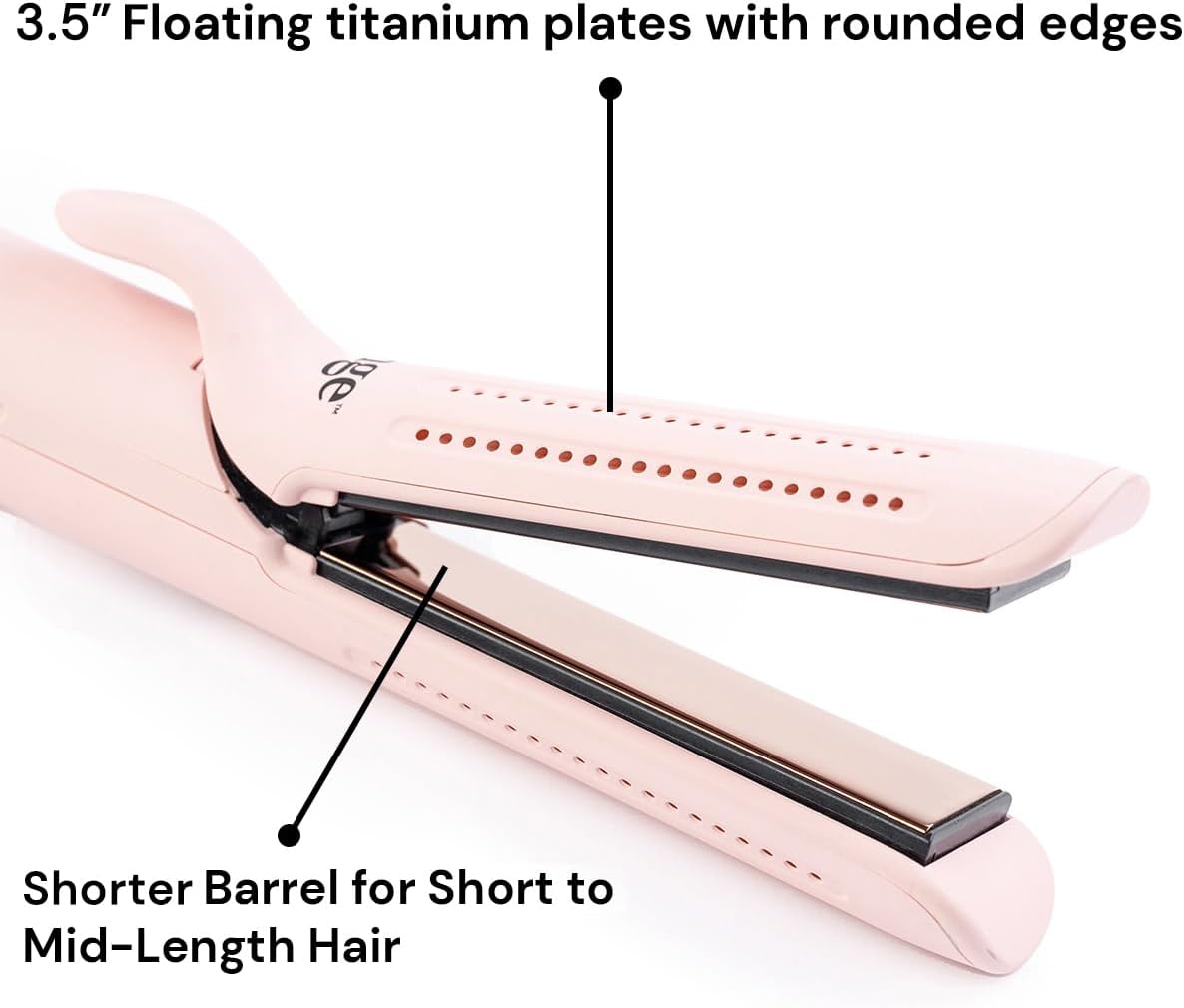 L'ANGE HAIR Le Duo Grande 360° Airflow Styler | 2-in-1 Curling Wand & Titanium Flat Iron Professional Hair Straightener and Curler with Cooling Air Vents to Lock in Style | Adjustable Temp (Blush)