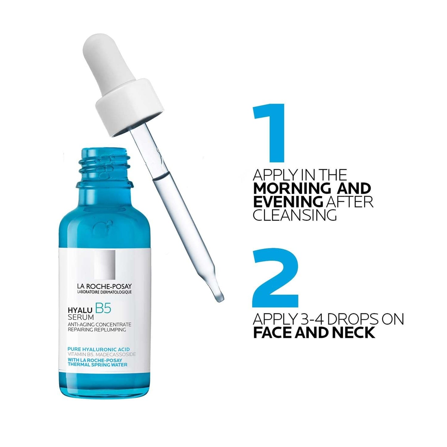 La Roche-Posay Hyalu B5 Pure Hyaluronic Acid Serum for Face, with Vitamin B5, Anti-Aging Serum for Fine Lines and Wrinkles, Hydrating Serum to Plump and Repair Dry Skin, Safe on Sensitive Skin