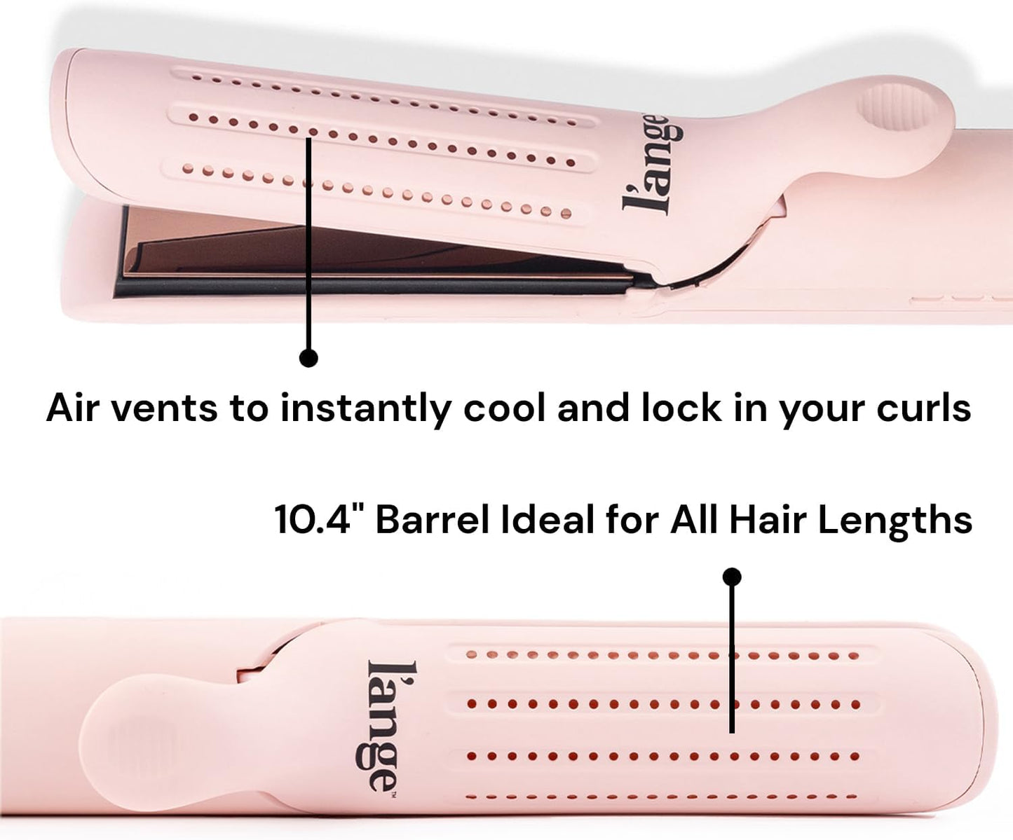L'ANGE HAIR Le Duo Grande 360° Airflow Styler | 2-in-1 Curling Wand & Titanium Flat Iron Professional Hair Straightener and Curler with Cooling Air Vents to Lock in Style | Adjustable Temp (Blush)