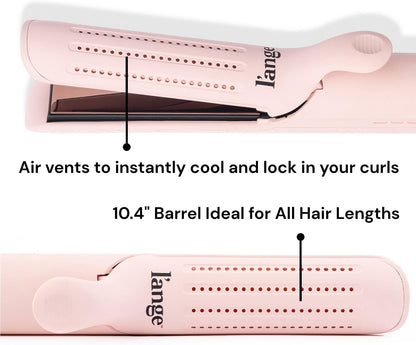 L'ANGE HAIR Le Duo Grande 360° Airflow Styler | 2-in-1 Curling Wand & Titanium Flat Iron Professional Hair Straightener and Curler with Cooling Air Vents to Lock in Style | Adjustable Temp (Blush)