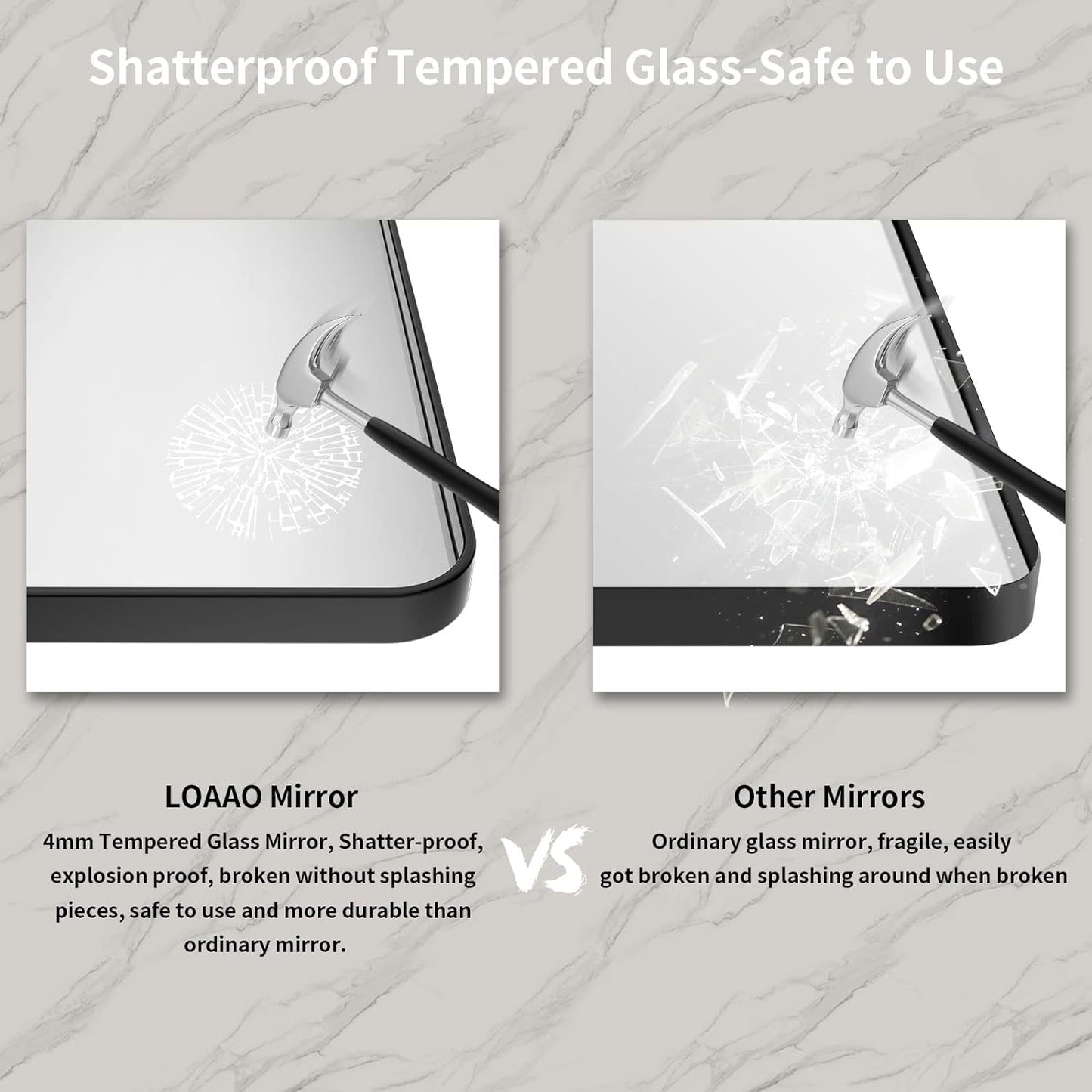 LOAAO Black Metal Framed Bathroom Mirror for Wall, 22X30 Inch Rounded Rectangle Mirror, Matte Black Bathroom Vanity Mirror Farmhouse, Anti-Rust, Tempered Glass, Hangs Horizontally or Vertically