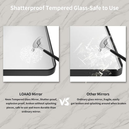 LOAAO Black Metal Framed Bathroom Mirror for Wall, 22X30 Inch Rounded Rectangle Mirror, Matte Black Bathroom Vanity Mirror Farmhouse, Anti-Rust, Tempered Glass, Hangs Horizontally or Vertically