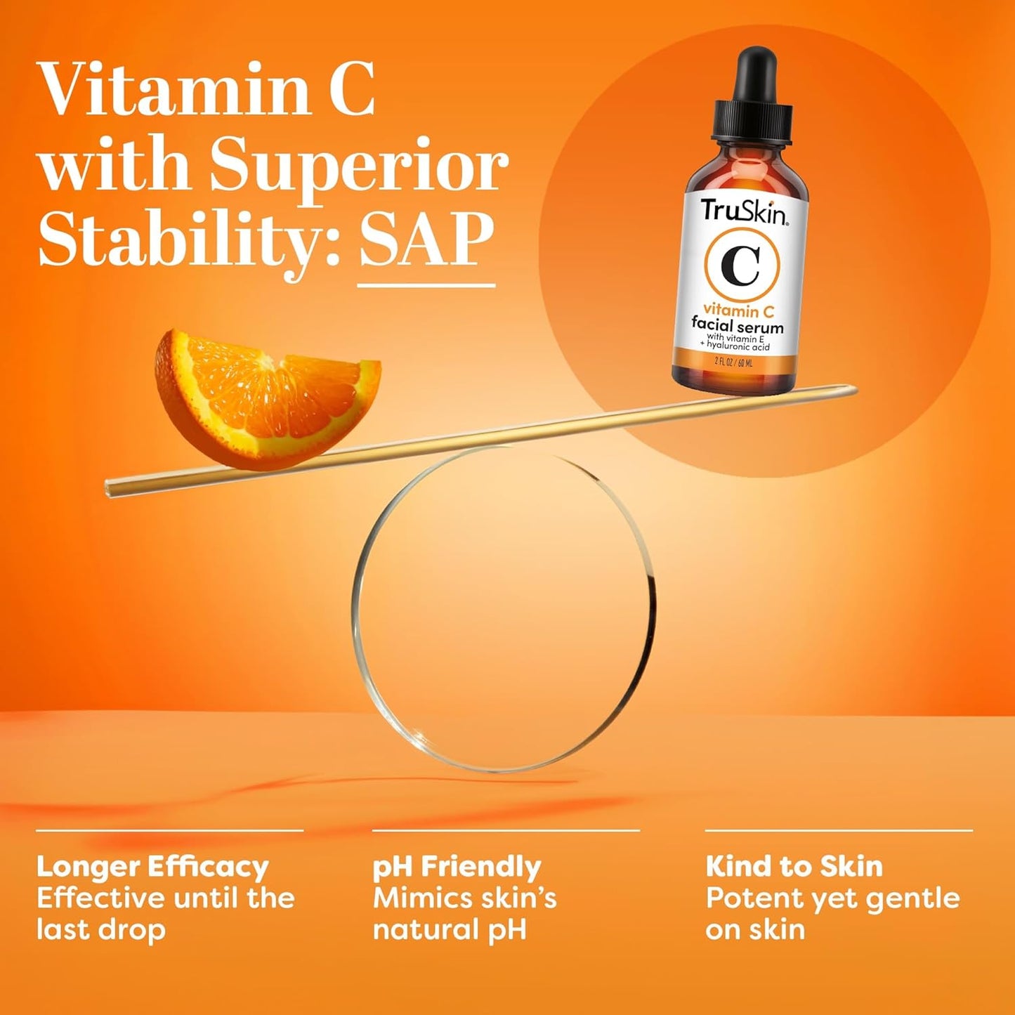 TruSkin Vitamin C Serum – Anti Aging Facial Serum with Vitamin C, Hyaluronic Acid, Vitamin E & More – Brightening Serum for Dark Spots, Even Skin Tone, Eye Area, Fine Lines & Wrinkles, 2 Fl Oz