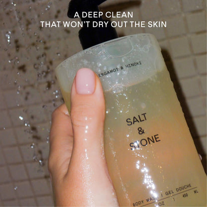 Salt & Stone Antioxidant-Rich Body Wash | Cleanse, Nourish & Soften Skin with Niacinamide & Hyaluronic Acid | Free From Parabens, Sulfates & Phthalates