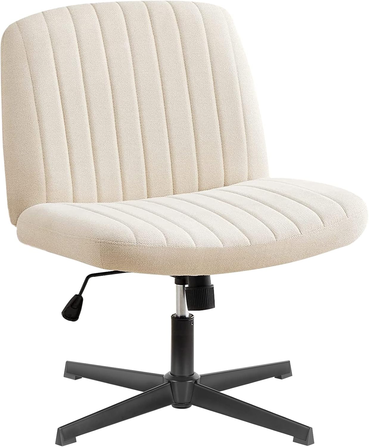 OLIXIS Cross Legged Armless Wide Adjustable Swivel Padded Home Office Desk Chair, Beige