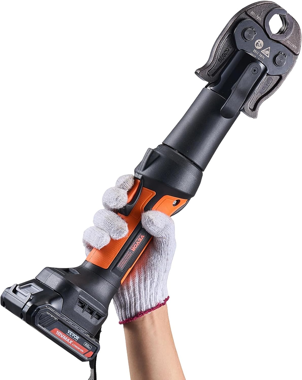 VEVOR Press Tool, 18V Electric Pipe Crimping Tool for 1/2", 3/4", 1" Copper Pipes, 24KN Press Tool Kit Compatible with ProPress - with 3 Press Jaws, 2pcs 18V 2AH Battery, Fast Charger & Carrying Case