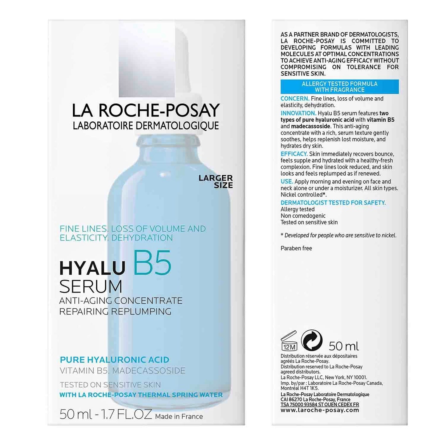 La Roche-Posay Hyalu B5 Pure Hyaluronic Acid Serum for Face, with Vitamin B5, Anti-Aging Serum for Fine Lines and Wrinkles, Hydrating Serum to Plump and Repair Dry Skin, Safe on Sensitive Skin