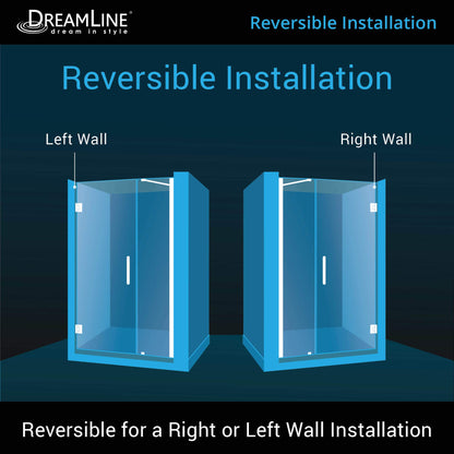 DreamLine Unidoor 57-58 in. W x 72 in. H Frameless Hinged Shower Door with Support Arm in Satin Black, SHDR-20577210-09