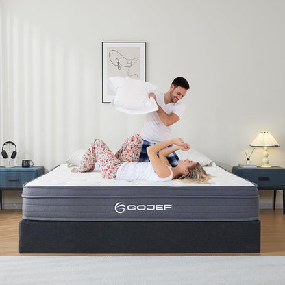 Queen Mattress, 12 Inch Queen Size Mattresses, Hybrid Mattress in a Box with Independent Spring, Soft and Comfortable, Pressure Relief, CertiPUR-US Certified, Medium