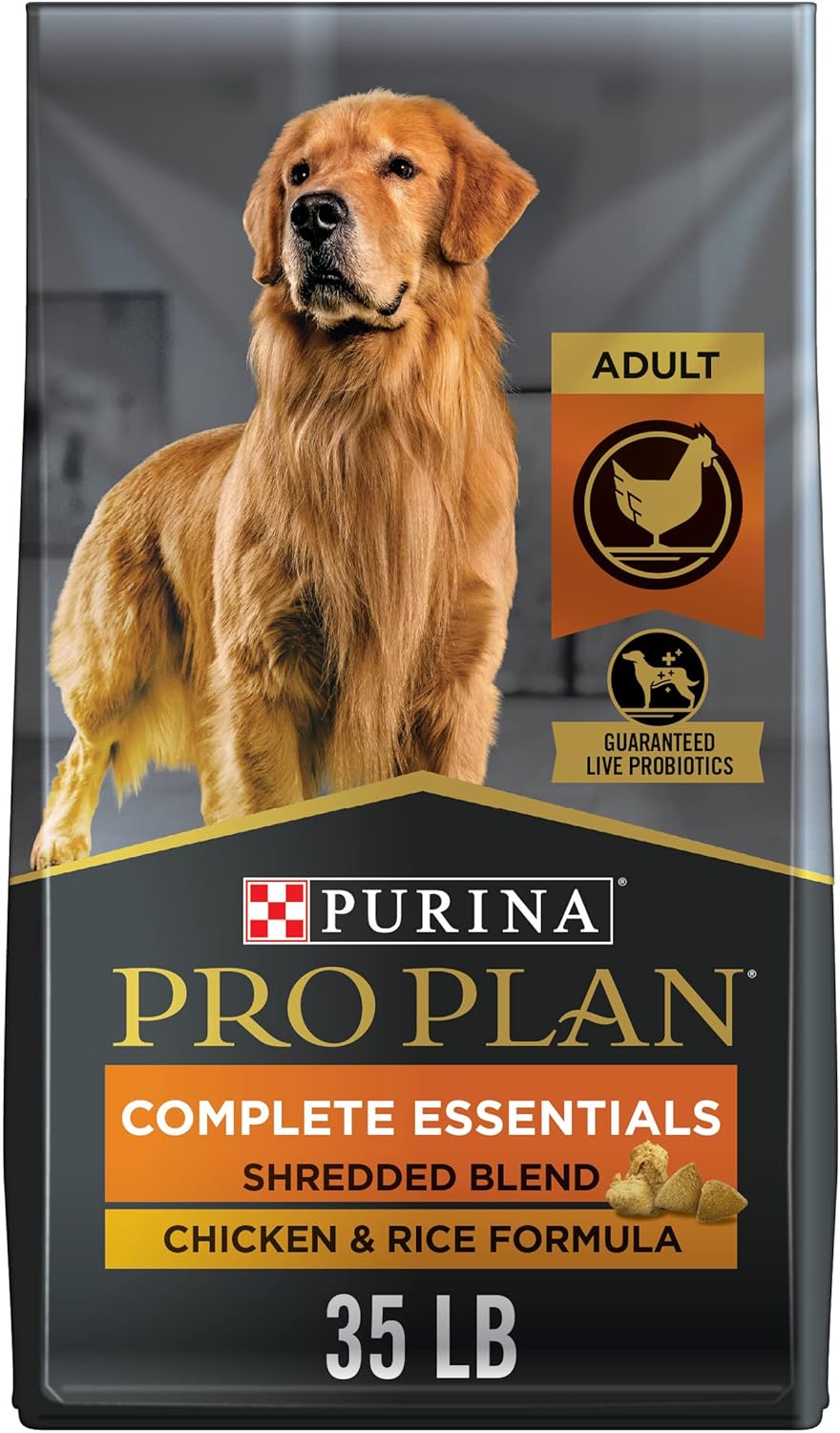 Purina Pro Plan High Protein Dog Food With Probiotics for Dogs, Shredded Blend Chicken & Rice Formula - 35 Pound (Pack of 1)