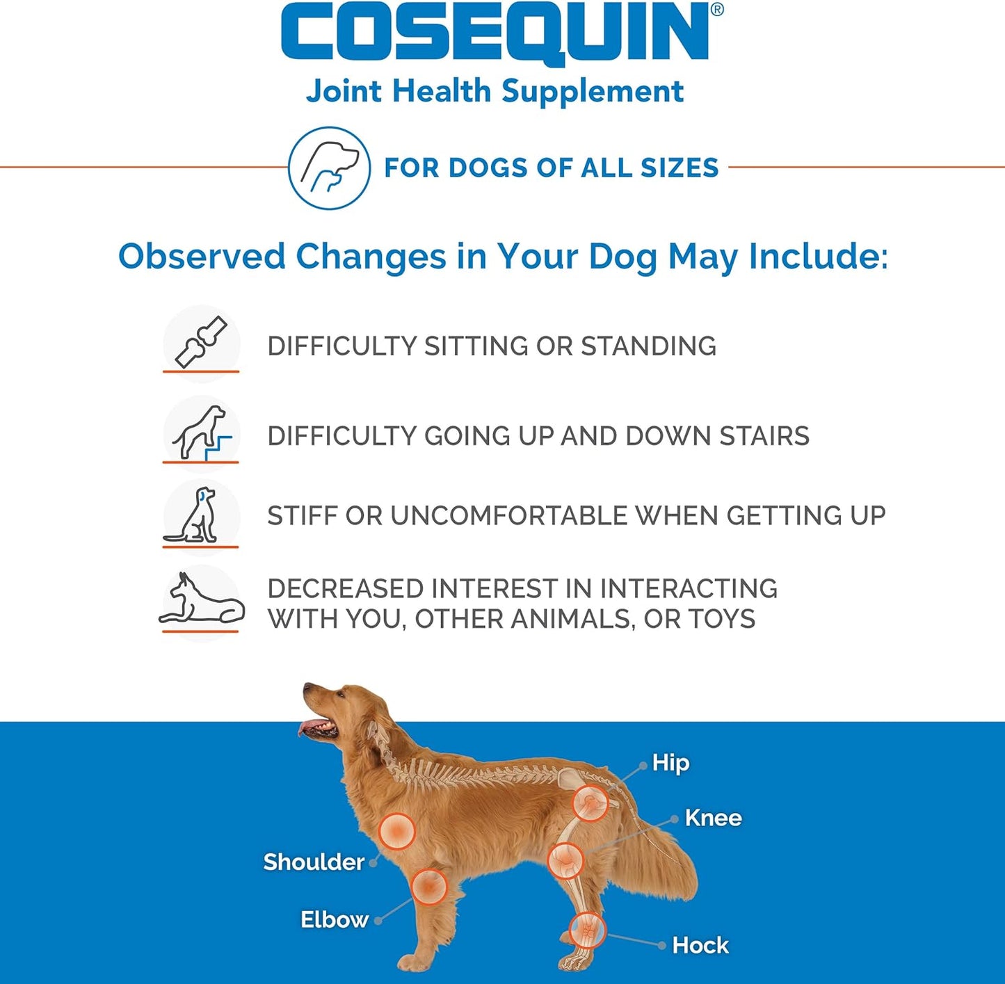 Nutramax Laboratories Cosequin Maximum Strength Joint Health Supplement for Dogs - With Glucosamine, Chondroitin, and MSM, 132 Chewable Tablets