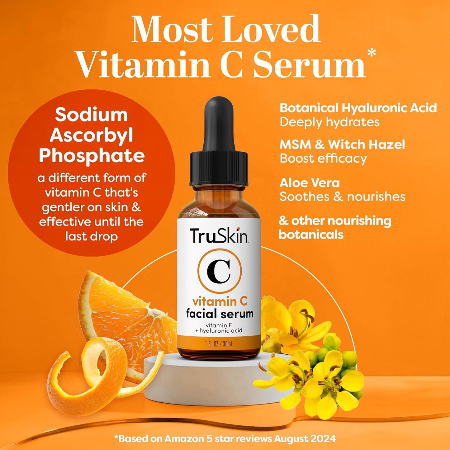 TruSkin Vitamin C Serum – Anti Aging Facial Serum with Vitamin C, Hyaluronic Acid, Vitamin E & More – Brightening Serum for Dark Spots, Even Skin Tone, Eye Area, Fine Lines & Wrinkles, 2 Fl Oz