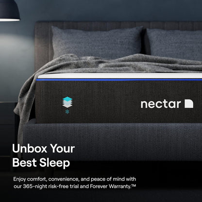Nectar Queen Mattress 12 Inch - Medium Firm Gel Memory Foam - Cooling Comfort Technology - 365-Night Trial - Forever Warranty,White