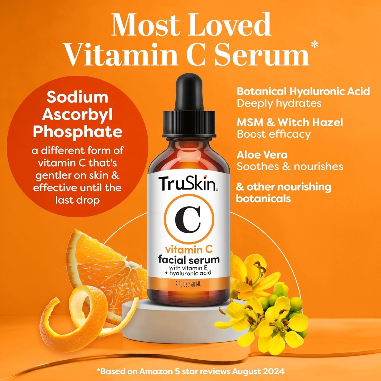 TruSkin Vitamin C Serum – Anti Aging Facial Serum with Vitamin C, Hyaluronic Acid, Vitamin E & More – Brightening Serum for Dark Spots, Even Skin Tone, Eye Area, Fine Lines & Wrinkles, 2 Fl Oz