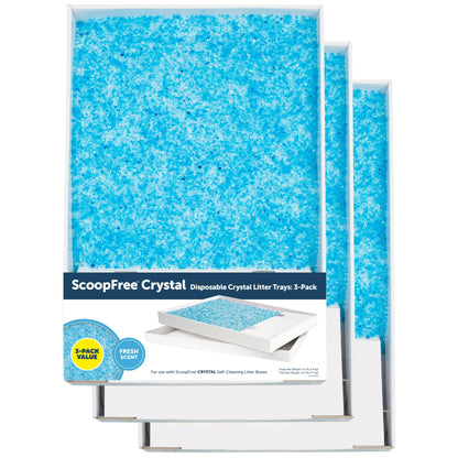 PetSafe ScoopFree Crystal Cat Litter Tray Refills – Fresh Scent, 3-Pack – Disposable Tray – Includes Leak Protection & Low Tracking Litter – Absorbs Odors On Contact