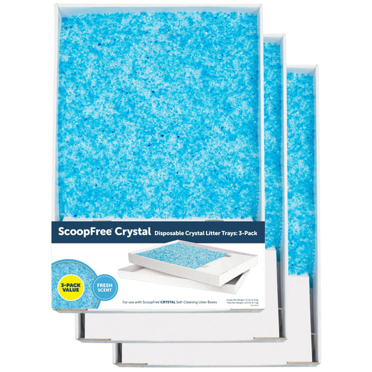 PetSafe ScoopFree Crystal Cat Litter Tray Refills – Fresh Scent, 3-Pack – Disposable Tray – Includes Leak Protection & Low Tracking Litter – Absorbs Odors On Contact