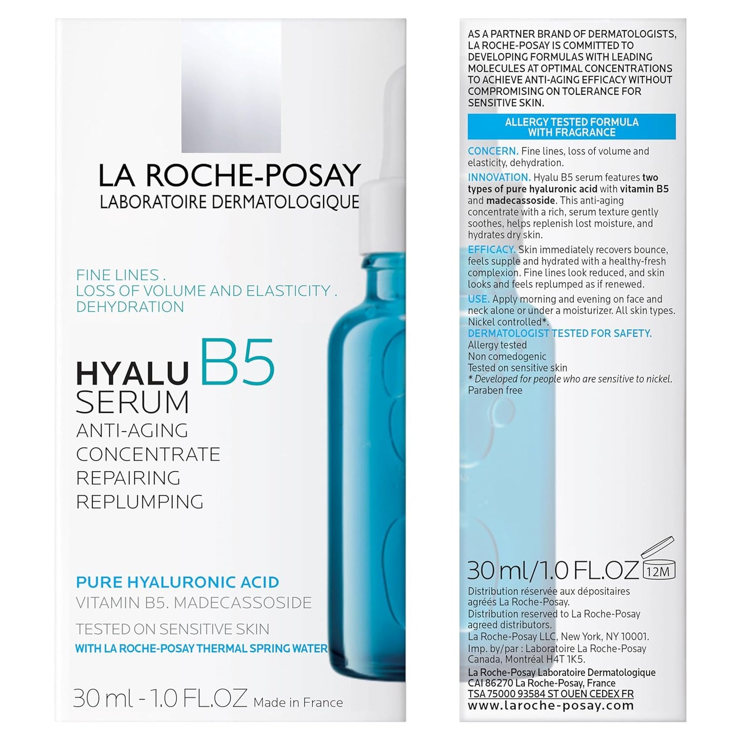 La Roche-Posay Hyalu B5 Pure Hyaluronic Acid Serum for Face, with Vitamin B5, Anti-Aging Serum for Fine Lines and Wrinkles, Hydrating Serum to Plump and Repair Dry Skin, Safe on Sensitive Skin
