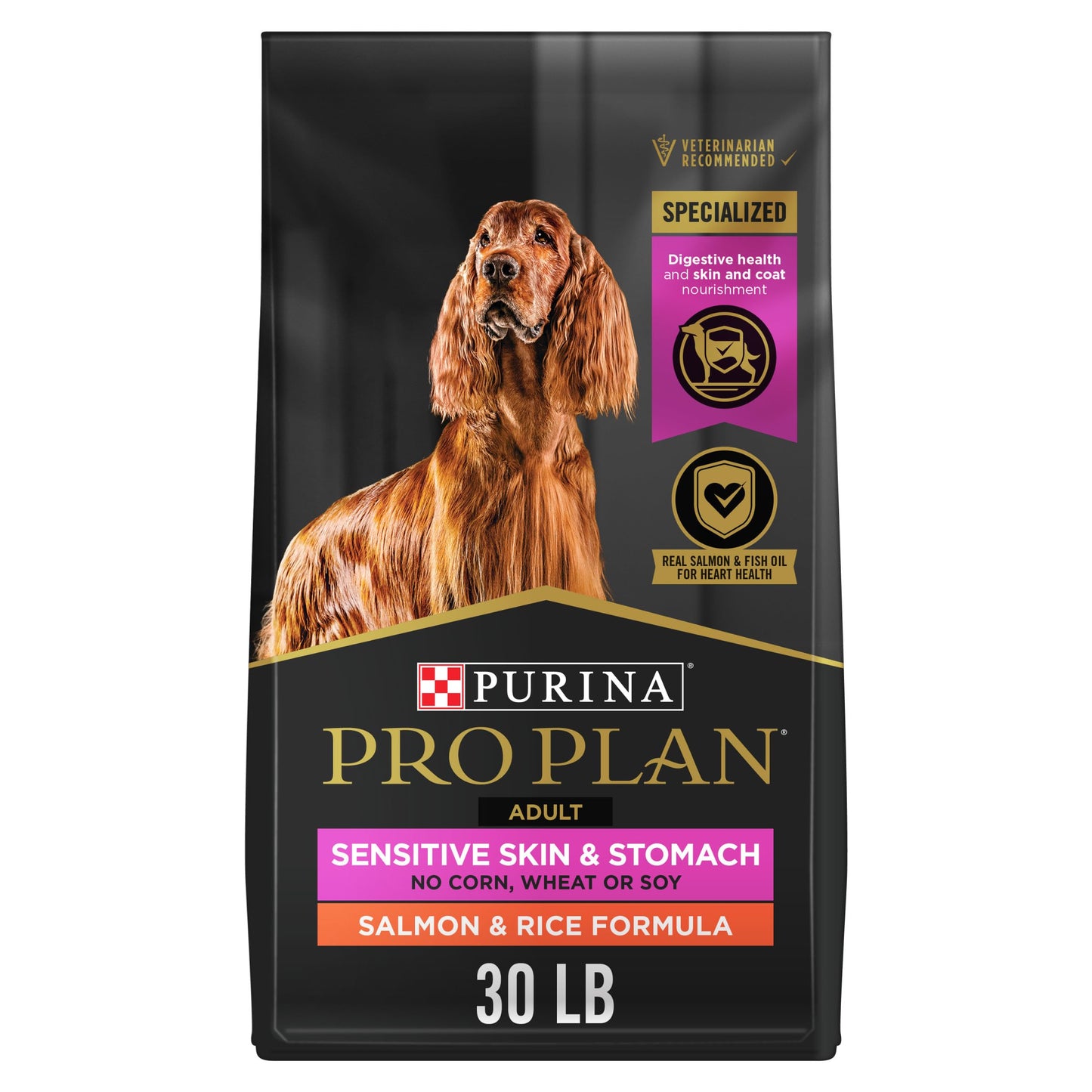Purina Pro Plan Sensitive Skin and Stomach Dog Food Salmon and Rice Formula - 30 lb. Bag