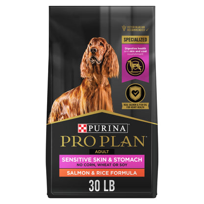 Purina Pro Plan Sensitive Skin and Stomach Dog Food Salmon and Rice Formula - 30 lb. Bag