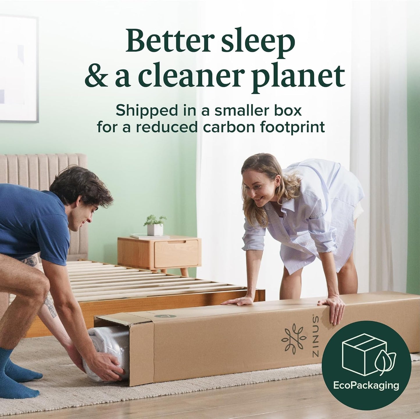 ZINUS 5 Inch Green Tea Memory Foam Mattress [New Version], Twin, Fiberglass free, Medium Firm Feel, Zoned Pressure Relief, Certified Safe Foams & Fabric, Mattress in A Box