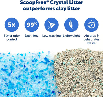 PetSafe ScoopFree Crystal Cat Litter Tray Refills – Fresh Scent, 3-Pack – Disposable Tray – Includes Leak Protection & Low Tracking Litter – Absorbs Odors On Contact