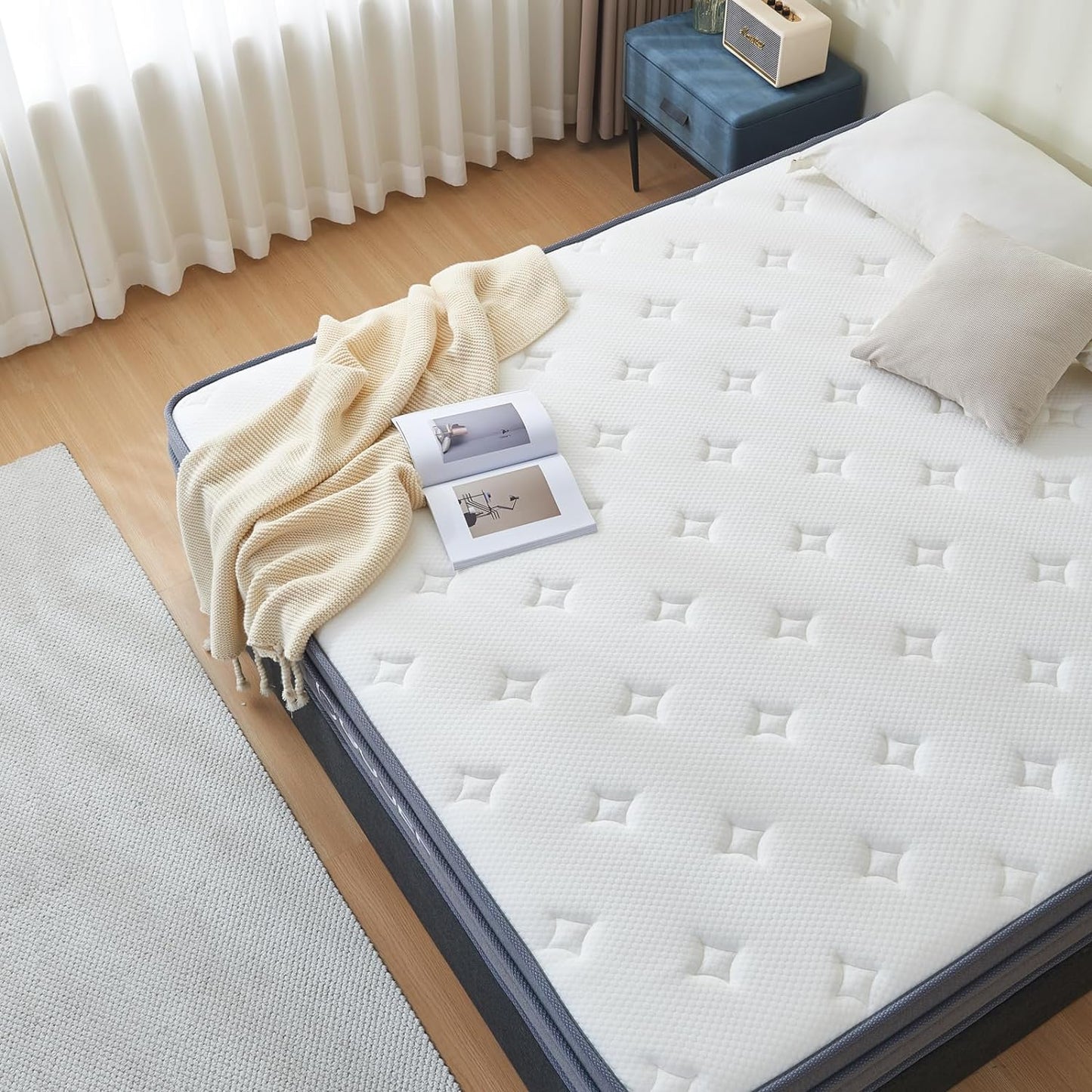 Queen Mattress, 12 Inch Queen Size Mattresses, Hybrid Mattress in a Box with Independent Spring, Soft and Comfortable, Pressure Relief, CertiPUR-US Certified, Medium
