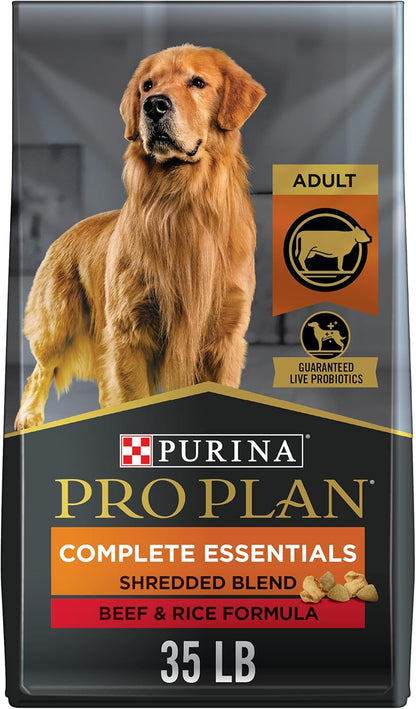 Purina Pro Plan High Protein Dog Food With Probiotics for Dogs, Shredded Blend Beef & Rice Formula - 35 lb. Bag