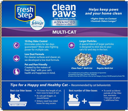 Fresh Step Clean Paws Cat Litter With Febreze Freshness, Advanced Multi-Cat Low-Tracking Clumping Litter With Guaranteed Odor Control, 37 lbs. (2 x 18.5 lb. Box)