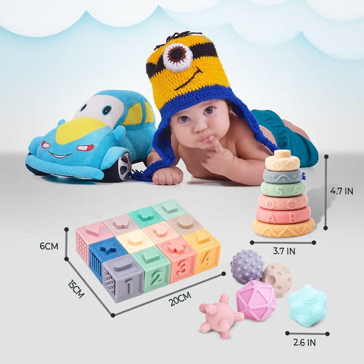 24 Pack Montessori Toys for Babies | 3 in 1 Baby Toys Bundle | Stacking & Nesting Toys | Baby Toys 6 to 12 Months |Teething Toys for Babies Upto-6 Months | Educational Toys