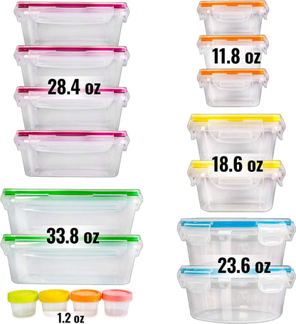 fullstar 50-piece Food storage Containers Set with Lids, Plastic Leak-Proof BPA-Free Containers for Kitchen Organization, Meal Prep, Lunch Containers (Includes Labels & Pen)